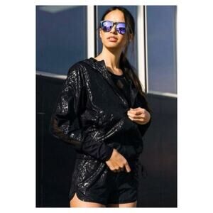 Zyia Active Bomber Animal Print Lined Running Shorts XL Black‎